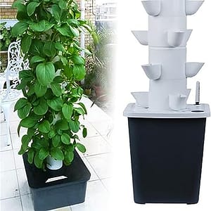 30 Pods Hydroponics Tower, Tuin Hydroponic Growing System voor Kruiden, Fruit en Groenten, Aeroponics Growing Kit met Hydraterende Pomp, Netpotten, Timer voor Kruiden, Fruit en Groenten 25holes