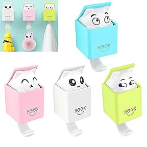 4 Pack Leuke Kat Vorm Haken,Kleurrijke Zelfklevende Muur Haken Dier Muur Haken Decoratieve Muur Hangers Zelfklevend,voor Kinderkamer Keuken Slaapkamer Badkamer Kantoor