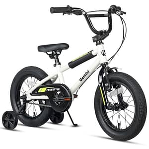 AVASTA Kinderfiets, 12 inch, BMX-stijl met remschoenen voor 1, 2, 3, 4 jaar, jongens, meisjes, kinderen, beginners, rijders, wit