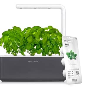 Click and Grow Grow Box, Smart Garden, eenvoudiger dan hydrocultuur kweeksysteem, indoor tuin, kruidentuin, indoor broeikas met 3 plantenpods erbij, donkergrijs