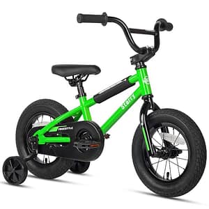 cubsala 12 Inch Kinderfiets voor 1 2 3 4 Jaar Oude Jongens Meisjes Beiginner Peuters Rijders BMX Stijl Fiets met Training Wielen Terugtraprem, Groen