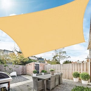 Duerer schaduwzeil zonnescherm rechthoekig 3x4m schaduwdoek 185g/m² HDPE stof UV Beschermer Schaduwzeilen voor tuin buiten terras zwembad balkon met touw, Zand