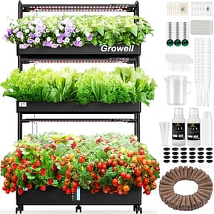 Growell Grote hydrocultuur kweeksysteemkit, 90 pods verticale hydrocultuur tuin met 2 lichtmodi groeilicht, automatisch circulerend watersysteem, 40 liter indoor tuiniersysteem voor kruiden en