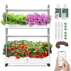 Hydrocultuur voor binnen in de tuin: 60 pods verticale kruidentuin met LED-groeilicht - plantenkiemkit Aeroponic Veggie Bloem Fruit Groei met Smart Socket & Pompsysteem voor thuis