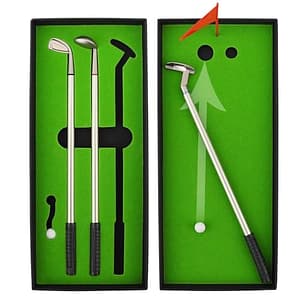 Kofull Golfgeschenken kerstcadeau in de vorm van een metalen mini-golfclubs herinnering aan een golfbaan chique kantoorpennen (groen)