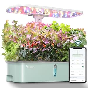 LETPOT LPH-Air WiFi hydrocultuur kweeksysteem, 10 hulzen Smart Herb Garden Kit voor binnenruimtes, indoor tuin met 24 W led-groeilicht, 4 l watertank, pompsysteem, automatische timer