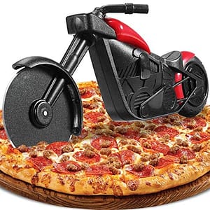 Motor Pizza Cutter, Nieuwigheid Pizza Cutter Motorfiets Pizza Wiel Slicer Roller, Roestvrij Staal Pizza Mes Super Sharp Blade Met Non-Stick Coating & Stand, Keuken Gadgets Creatief Cadeau (Rood)