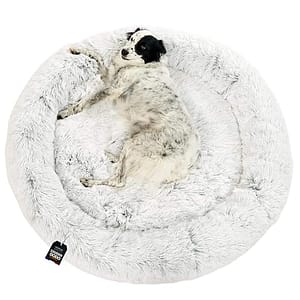 One PETS-TOP® Hondenmand, Hondenkussen, Hondenbed, Donutkussen, Comfortabel Ronde Zachte Cocon Anti Stress Pluche Mandje XXL (Parelgrijs, L 115 x l 115 x H 21 cm)