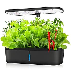 RoseFlower Hydrocultuur kweeksysteem voor binnen, met 12 pads, mini-broeikas voor binnen, met verstelbare hoogte, led, kweeklicht, binnentuin, plantenkweekstation, zwart