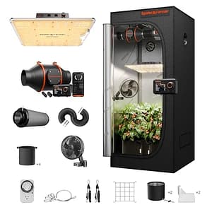 Spider Farmer Grow Tent Kit Compleet SF1000 Samsung LM301H EVO Diodes Dimbare Grow Tent 70x70x160cm Compleet Systeem 2x2ft Kweektent Set met 4 Inch Inline Fan met Temperatuur Vochtigheid Controller
