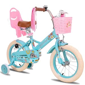STITCH Joystar Little Daisy Kinderfiets, 12 inch, voor 2 tot 4 jaar, met steunwielen, prinses, kinderfiets met mand, fietsslangen, peuterfiets, fietsen, blauw