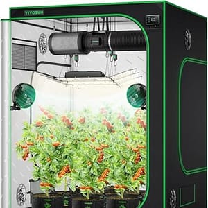 VIVOSUN Growtent 150 x 150 x 200 cm Grow Tent van zeer reflecterend Mylar met kijkvenster en bodemplaat voor hydrocultuur en indoor teelt S558 Grow tent geschikt voor VSF6450
